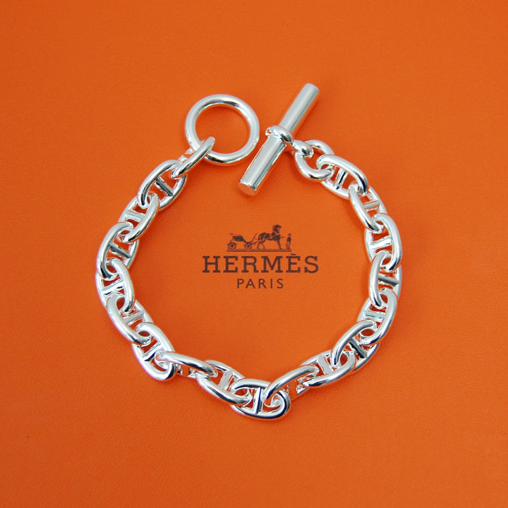 HERMES(エルメス) シェーヌダンクル mm 18 Silver H101994B 00018 鑑定書付き ブレスレット