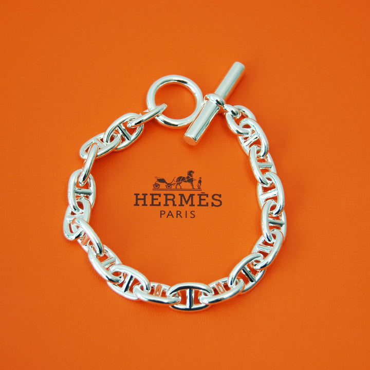 HERMES(エルメス) シェーヌダンクル mm 18 Silver H101994B 00018 鑑定書付き ブレスレット