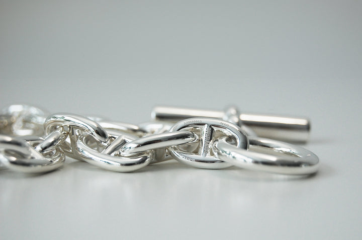 HERMES(エルメス) シェーヌダンクル mm 18 Silver H101994B 00018 鑑定書付き ブレスレット