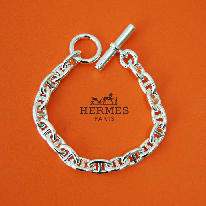 HERMES(エルメス) シェーヌダンクル mm 18 Silver H101994B 00018 鑑定書付き ブレスレット