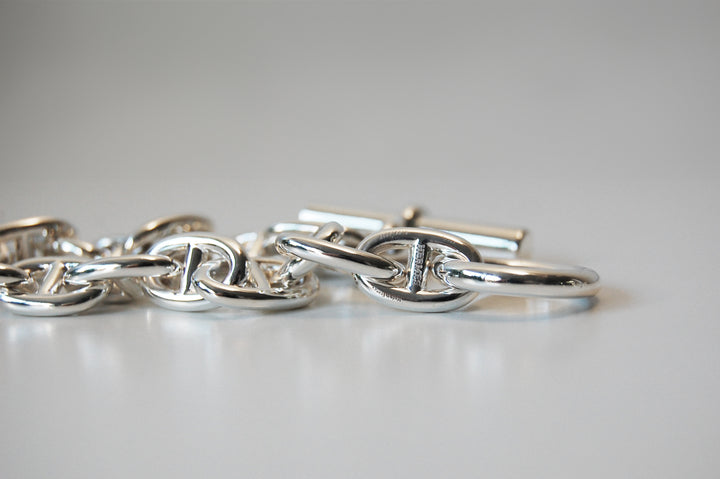 HERMES(エルメス) シェーヌダンクル mm 18 Silver H101994B 00018 鑑定書付き ブレスレット