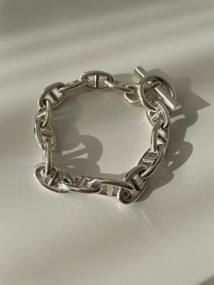 エルメス  シェーヌダンクル GM 14コマ 【鑑定書付】 HERMES ブレスレット