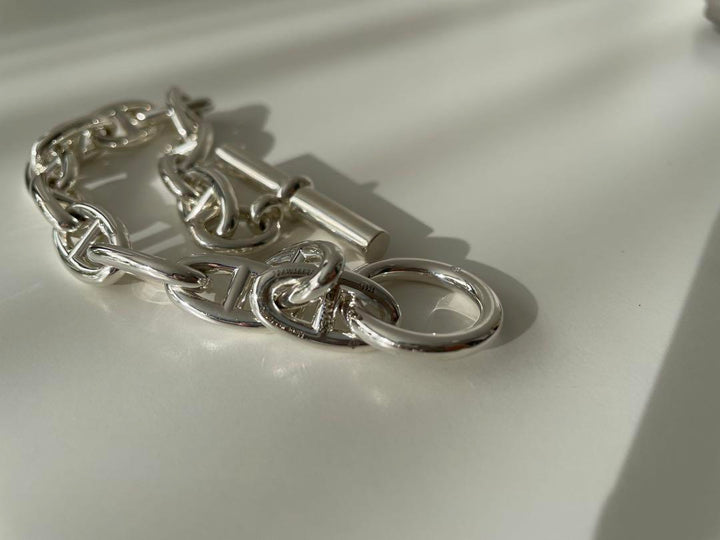 エルメス  シェーヌダンクル GM 14コマ 【鑑定書付】 HERMES ブレスレット