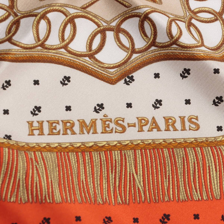 エルメス カレ45 HERMES Poste et Cavalerie スカーフ シルク オレンジ