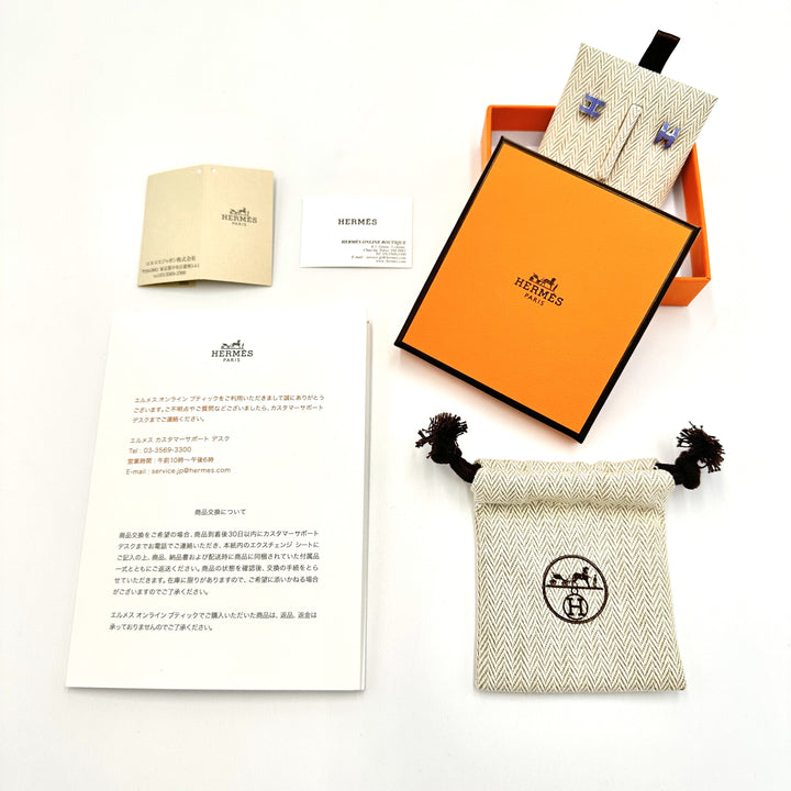 【完全未使用・付属品豪華】エルメス HERMES ピアス アッシュ ミニポップH ブルー