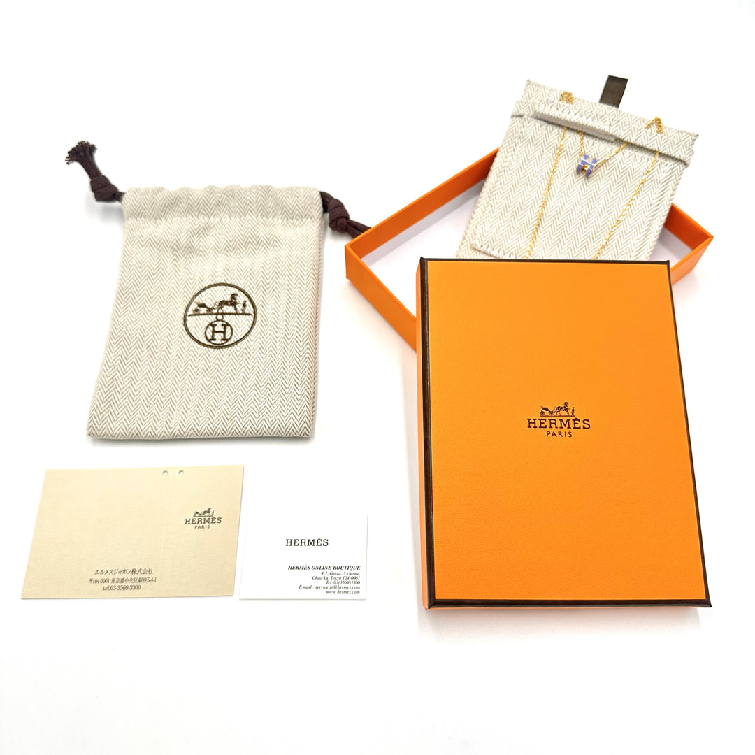 【完全未使用・付属品豪華】エルメス HERMES ネックレス ミニポップH ブルー